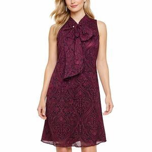 NEW Size 12 Robbie Bee Black Red Purple Floral Filigree Sleeveless Shift Dress
